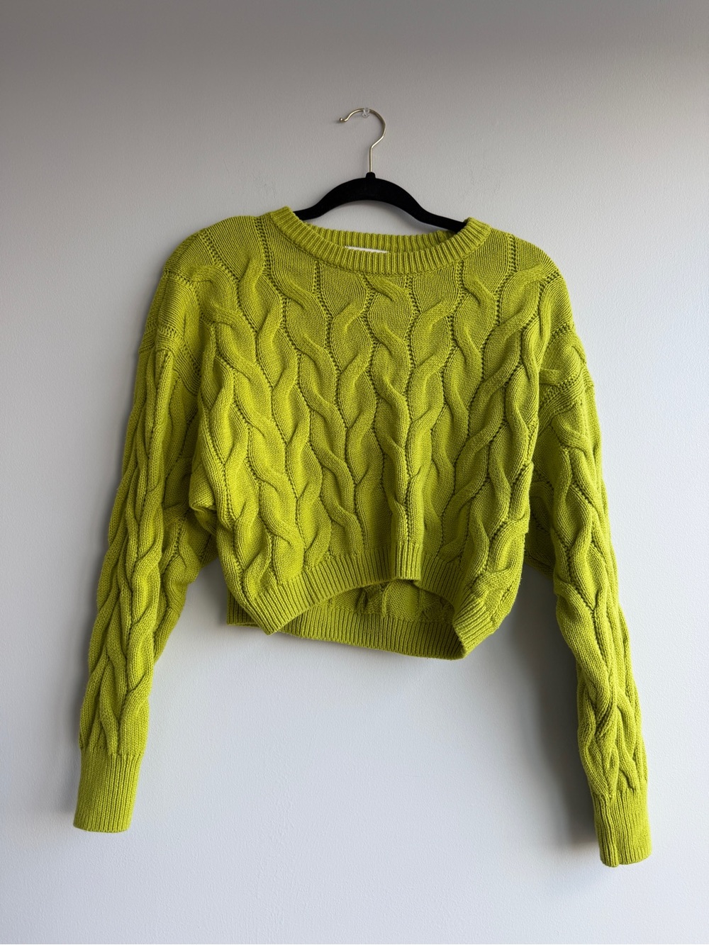 Pink Rose Cable Knit Sweater Green